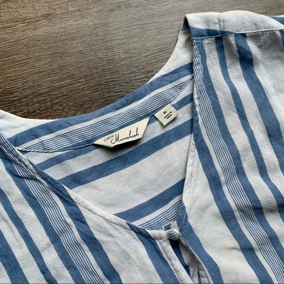Caffé Marrakesh Striped Button Down Blouse Boho Chic Loose Flowy M - Picture 3 of 9